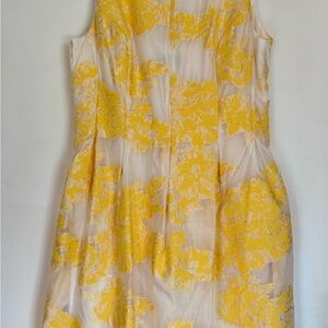 Mystic Yellow Floral Jacquard Sleeveless Midi Dress